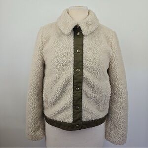 Madewell Sherpa Portland Jacket Snap Button Teddy Fleece Women's S Cream AD572